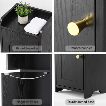 Artiss Bathroom Storage Cabinet Freestanding Cupboard Narrow Floor Shelf Black