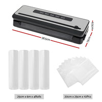 Devanti Food Vacuum Sealer Machine Sealing Cutter 5 Modes Storage Bags 4 Rolls