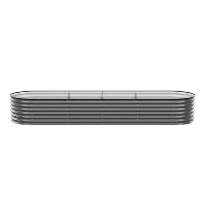 Green Fingers 4 Pcs Raised Garden Bed Kit Oval Galvanized Steel Planter Boxes 320x80x56cm, Heavy Duty Metal Elevated Garden Bed for Vegetables Flowers Herbs, with Safety Edging, Gloves & Pegs Included