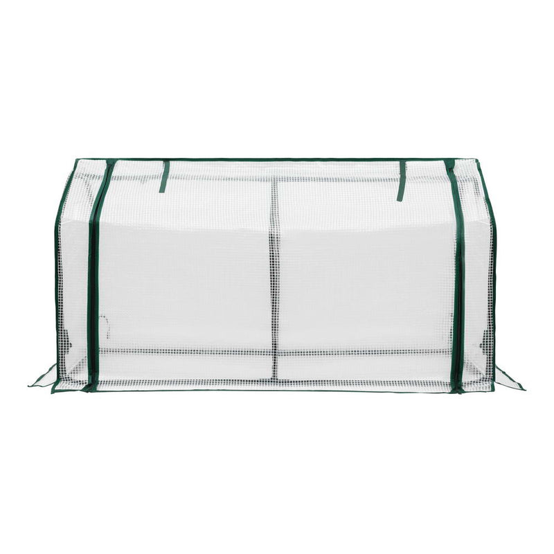 Green Fingers Mini Greenhouse PE Cover Green House Roll-Up Zippered Door 1.2x0.5x0.6M