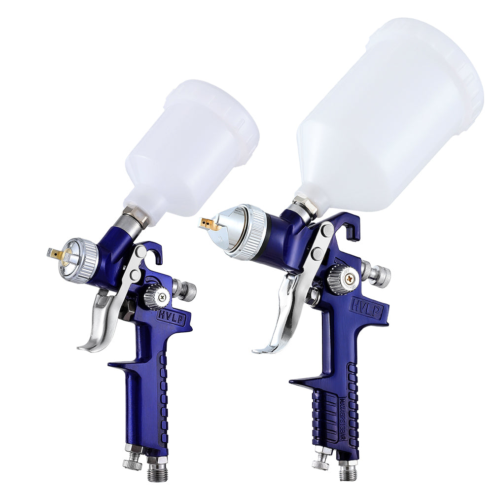 Giantz 2PC HVLP Spray Gun Paint Gun Gravity Feed 0.8mm 1.4,mm Nozzles Included