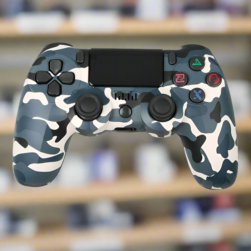 Wireless Bluetooth Game Controller for Ps4 with Dual Vibration and Light Strip - Camouflage Blue