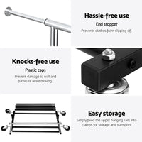 Artiss Clothes Rack Double Rod Airer Rail Coat Stand Adjustable Hanger