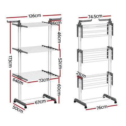 Artiss Clothes Airer Drying Rack 173cm Coat Hanger Foldable