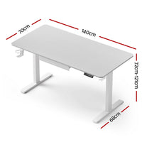 Artiss Electric Standing Desk 140cm Adjustable Height Motorised Home Office Desk Drawer