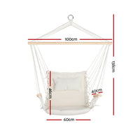 Gardeon Hammock Chair Hanging with Armrest Camping Hammocks Cream