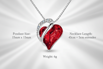 Silver Plated Infinity Love Heart Pendant With Birthstone Crystals Jewelry Gifts for Wife Necklaces for Women (Siam Ruby Red)