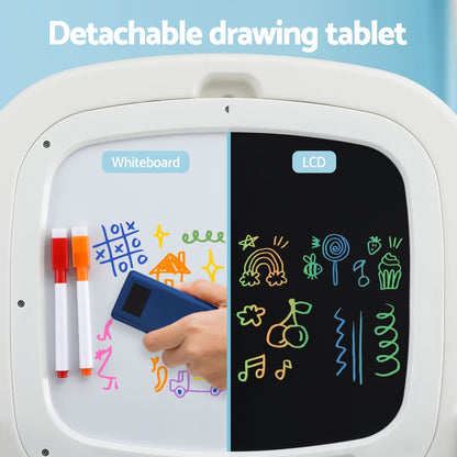 Keezi Kids Table and Chair Set 2 in 1 Easel Desk Stool w/ LCD Writing Tablet
