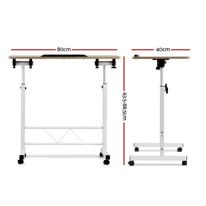 Artiss Laptop Desk Table Adjustable 80CM Light Wood