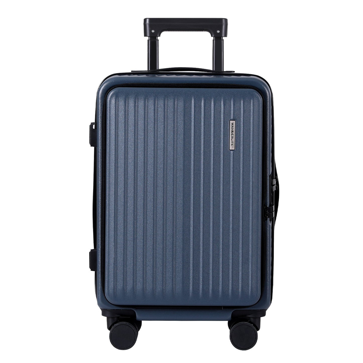 Wanderlite 20" Luggage Suitcase Front Pocket Travel Carry On Dual TSA Navy