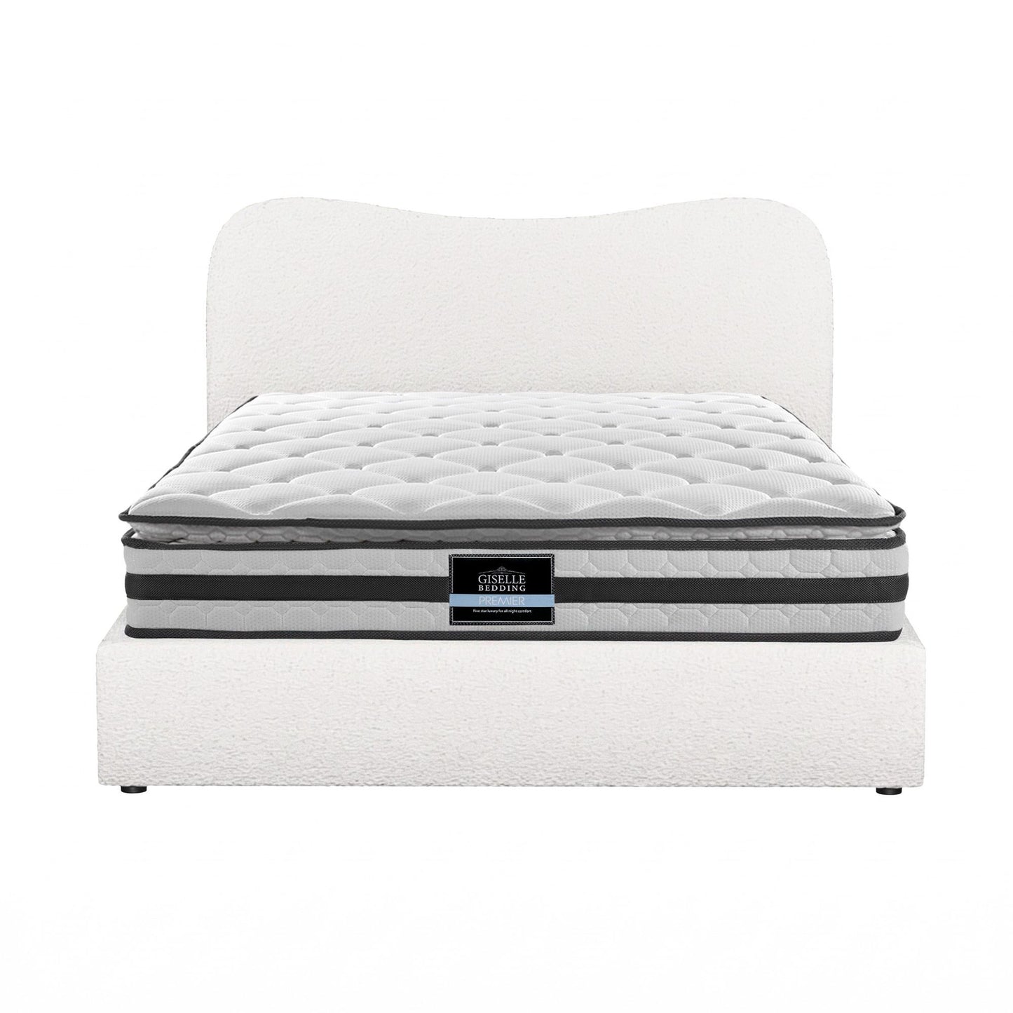 Giselle 21cm Bonnell Pillow Top Mattress Artiss Double Boucle Bed Frame Set