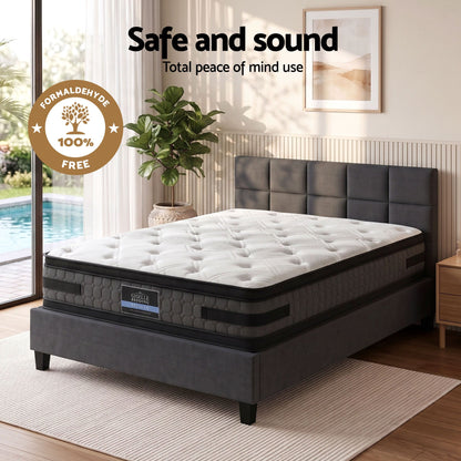 Giselle Mattress & Artiss Queen Bed Frame Bundle, 36cm Double Sided Euro Top Mattress