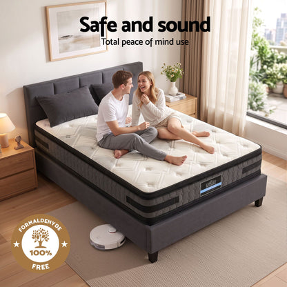 Giselle Mattress & Artiss Queen Bed Frame Bundle, 36cm Double Sided Euro Top Mattress