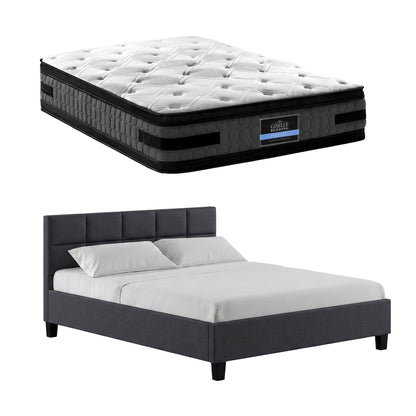 Giselle Mattress & Artiss Queen Bed Frame Bundle, 36cm Double Sided Euro Top Mattress