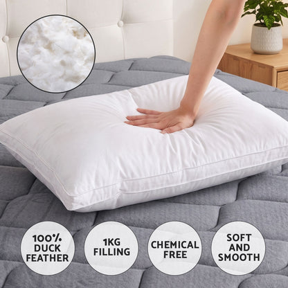 Giselle King 34cm Euro Top Pocket Spring Mattress with 2 Feather Down Pillows Set