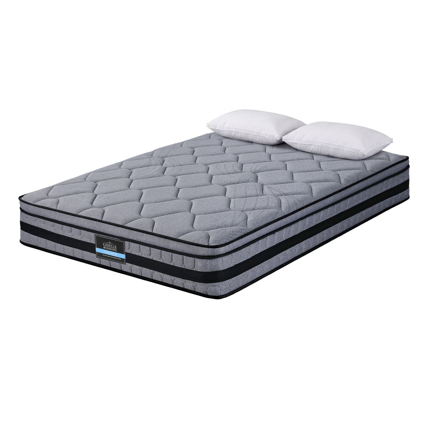 Giselle King 34cm Euro Top Pocket Spring Mattress with 2 Feather Down Pillows Set