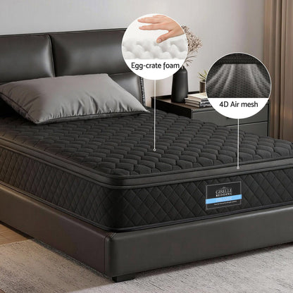 Giselle Bedding Mattress 34cm 5-Zone Pocket Spring Egg-crate Memory Foam King Single