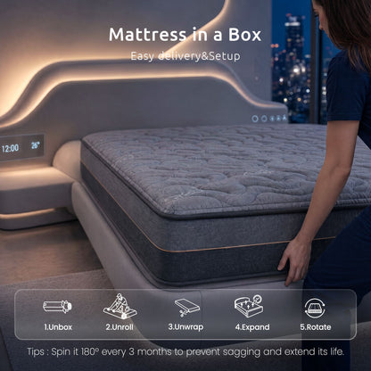 Levitex 25 cm Hybrid Pocket Spring Mattress Firm with 4cm Egg Crate Foam for Deep Sleep Bamboo Charcoal Fabric Single
