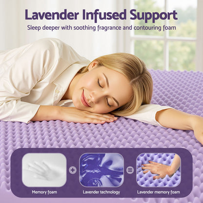 Giselle 5cm Memory Foam Mattress Topper Lavender Infused Egg Crate Pad Mat Queen