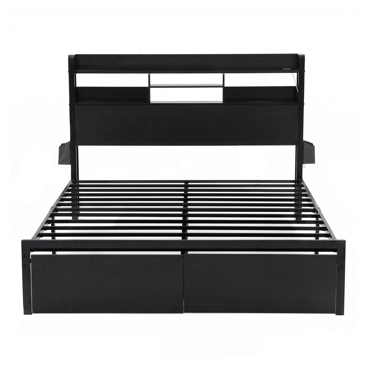 Artiss Bed Frame Queen with Charging Station Storage Organizer Drawers LED ZAC