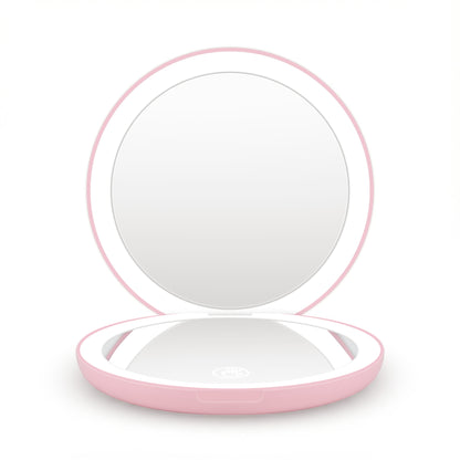 Embellir LED Compact Mirror Lighted Travel Makeup Mirror Pocket-Sized 1x 10x Magnification Round Pink