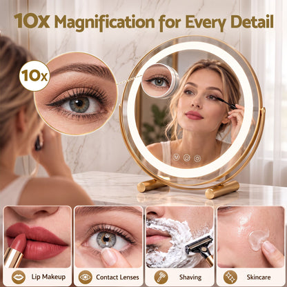 Embellir 50cm Hollywood Makeup Mirror with Lights and 10X Magnifier Round Gold