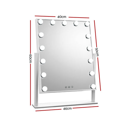 Embellir Makeup Mirror 40X50cm Hollywood with Light Round 360&deg; Rotation 15 LED