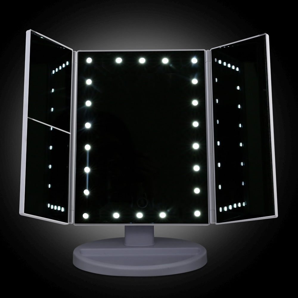 Embellir Makeup Mirror 1X2X3X Magnifying with 22 LED light Tri-fold Storage