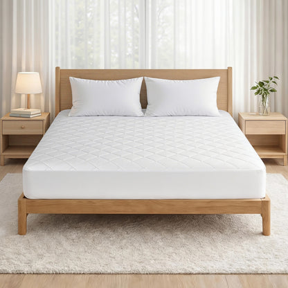 Giselle Waterproof Mattress Protector 100% Cotton Quilted Fitted Cover Queen