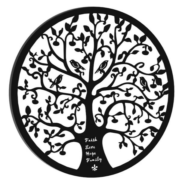 Artiss Metal Wall Art Hanging Sculpture Home Decor Leaf Tree of Life Round Frame