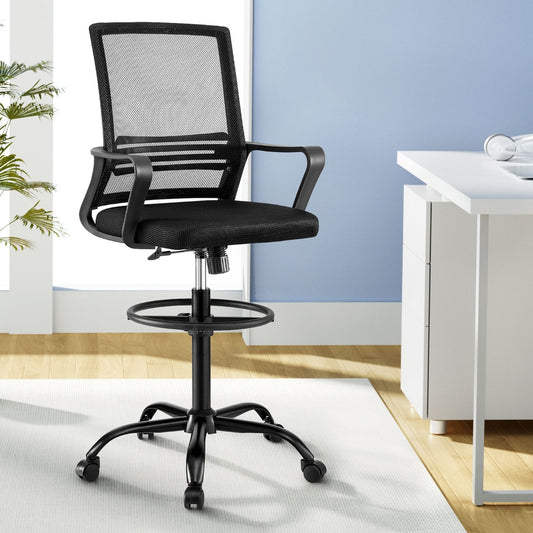 Artiss Office Chair Drafting Chairs Stool Computer Desk Studios Mesh Black