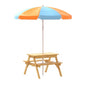 Keezi Kids Outdoor Table and Chairs Picnic Bench Umbrella Set Water Sand Pit Box