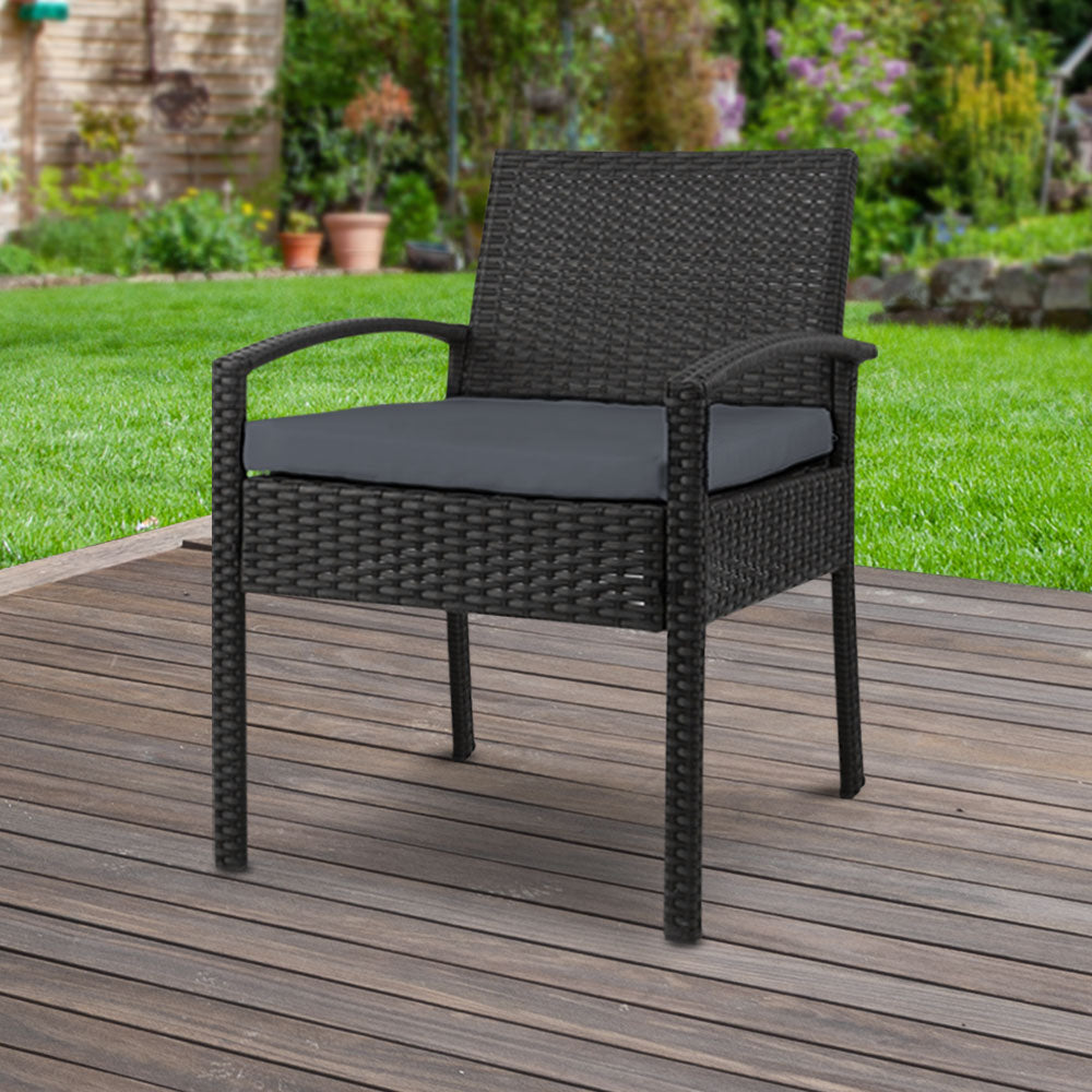 Gardeon Outdoor Dining Chairs Patio Furniture Rattan Lounge Chair Cushion Felix