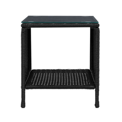 Gardeon Coffee Side Table Wicker Desk Rattan Outdoor Furniture Garden Black