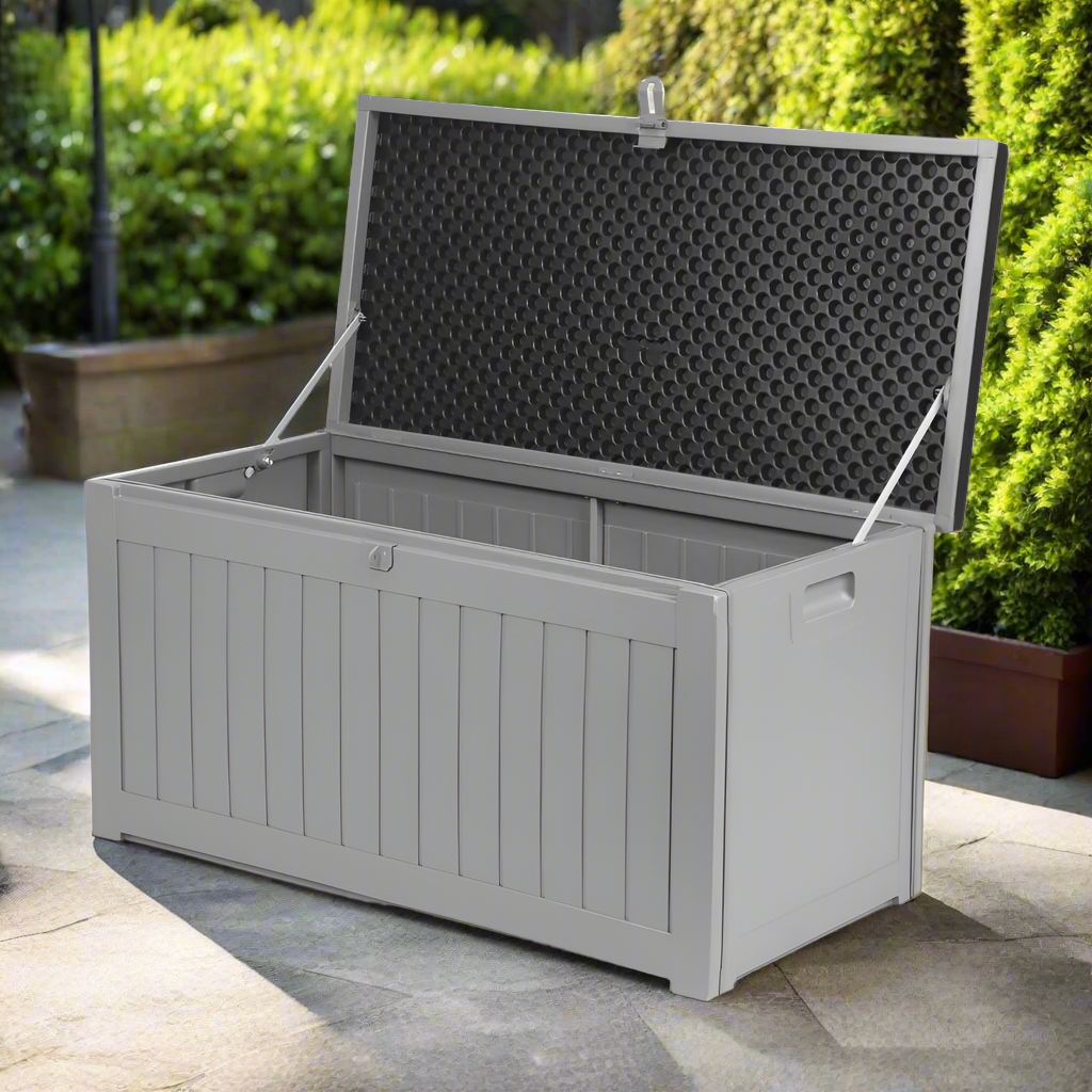 Gardeon Outdoor Storage Box 190L Container Lockable Garden Bench Tool Shed Black