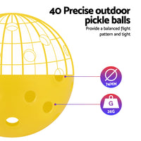 Everfit 12PC Pickleballs Set 40-Hole Design Indoor Outdoor Durable PE Balls Green/Yellow