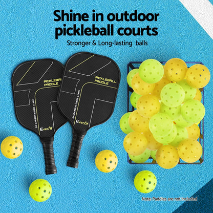 Everfit 12PC Pickleballs Set 40-Hole Design Indoor Outdoor Durable PE Balls Green/Yellow