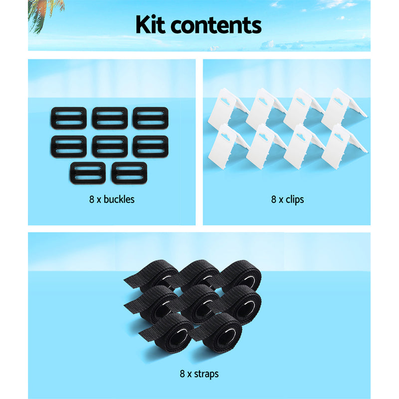Aquabuddy Pool Cover Roller Straps - 8 Pack Attachment Kit for Swimming Pool Reels