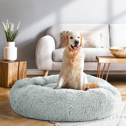 i.Pet Pet Bed Dog Cat 90cm Large Calming Soft Plush Light Grey