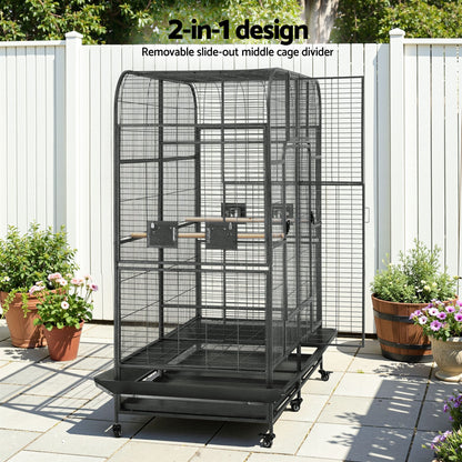 i.Pet Bird Cage Extra Large Aviary 185cm Pet Parrot Cage Castor Wheel Removable Divider