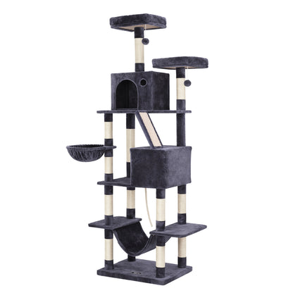 i.Pet Cat Tree Tower 206cm Large Scratching Post Furniture Scratcher House Grey
