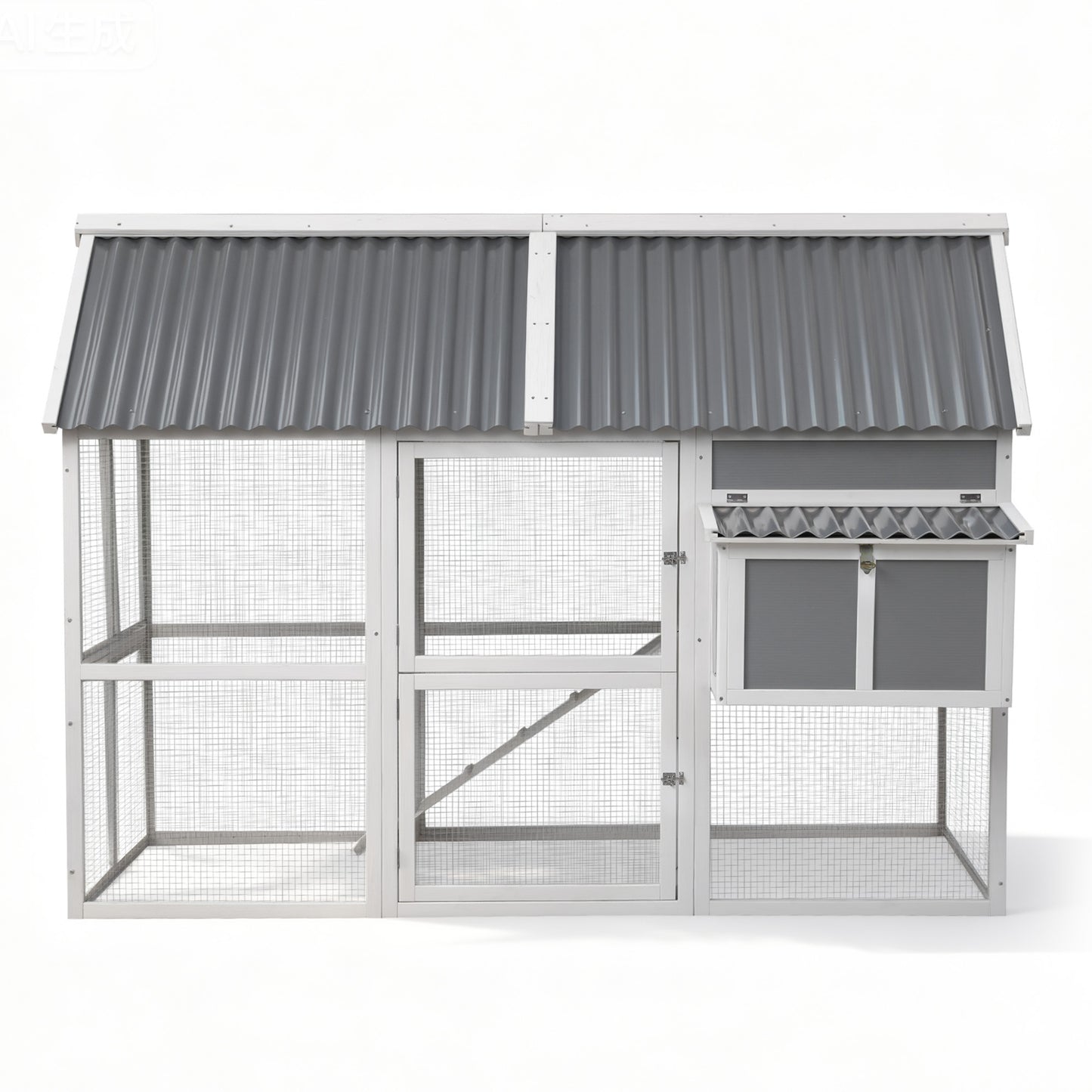 i.Pet Chicken Coop Large Outdoor Rabbit Hutch Chook House Hatch Box With Run Grey White