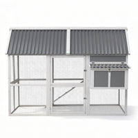 i.Pet Chicken Coop Large Outdoor Rabbit Hutch Chook House Hatch Box With Run Grey White