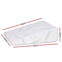 Giselle Bedding Wedge Pillow Gel Memory Foam Ergonomic Support Bamboo Cover