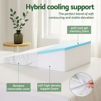 Giselle Bedding Wedge Pillow Gel Memory Foam Ergonomic Support Bamboo Cover