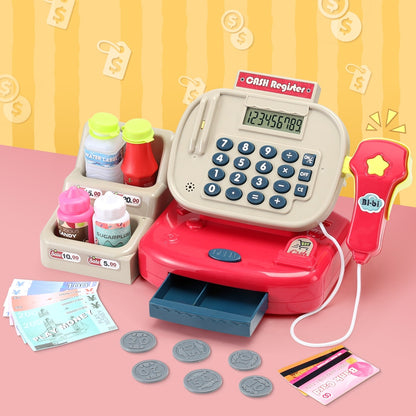 Keezi Kids Cash Register Calculator Pretend Play Shops Money Checkout Toys Set