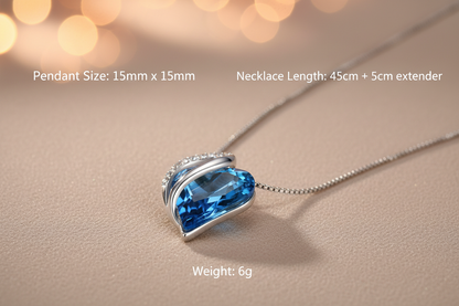 Silver Plated Infinity Love Heart Pendant With Birthstone Crystals Jewelry Gifts for Wife Necklaces for Women (Dark Blue)