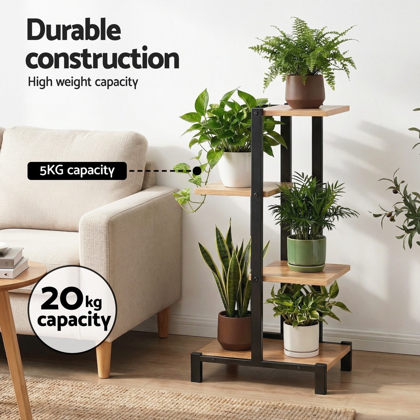 Artiss 4 Tiers Plant Stand Metal Flower Pots Shelf Indoor Outdoor Garden Home