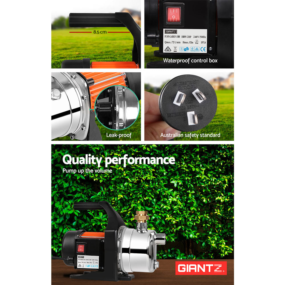 Giantz Garden Water Pump High Pressure 1500W Max. Tank Rain Farm Irrigation House