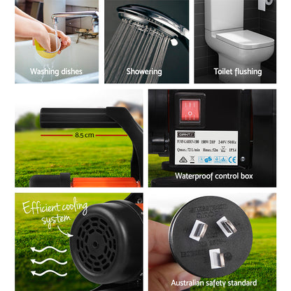 Giantz Garden Water Pump High Pressure 1500W Max. Tank Rain Farm Irrigation House Yellow